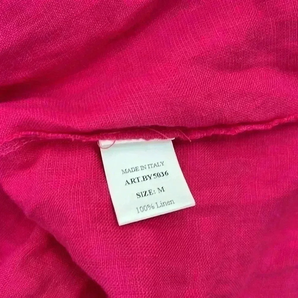 NEW Allegra Masetti size medium fuscia ruffle pink pure linen dress - Picture 7 of 8